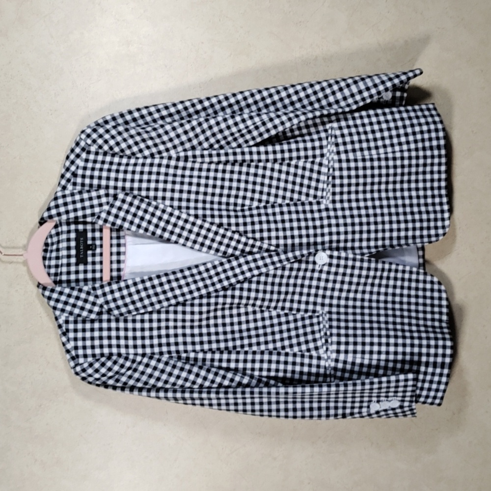 Talbots Classic Black and White Gingham Blazer